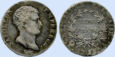 Demi-Franc NAPOLEON EMPEREUR Calendrier rvolutionnaire